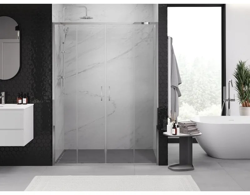 Mexen Exo, 2-krídlové posuvné 160x200 cm, 6mm číre sklo, chrómový profil, 8152-160-000-01-00