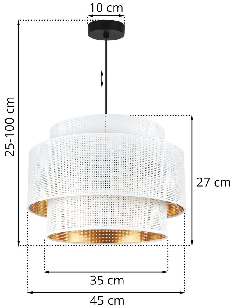 Závesné svietidlo Asti, 1x biele PVC tienidlo, (fi 45cm), g, b
