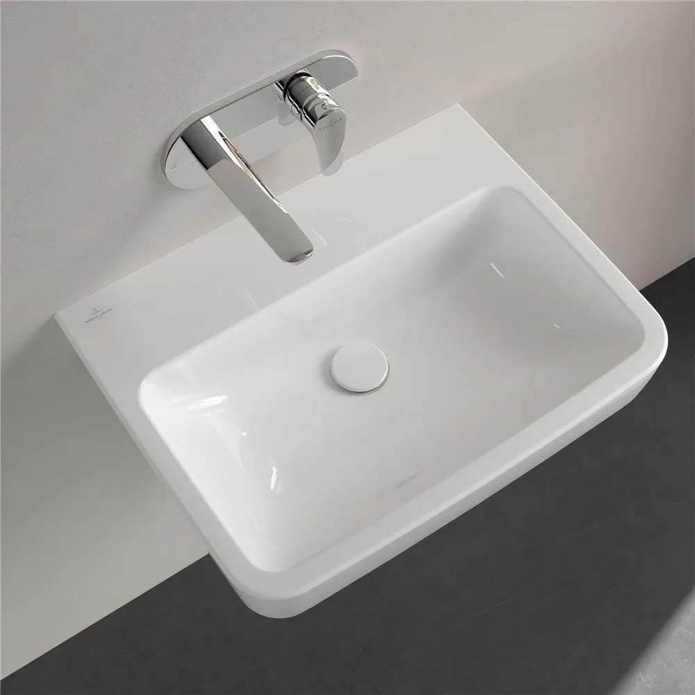 VILLEROY &amp; BOCH O.novo závesné umývadlo bez otvoru (zadná a spodná strana brúsená), bez prepadu, 600 x 460 mm, biela alpská, s povrchom AntiBac a CeramicPlus, 4A416FT2