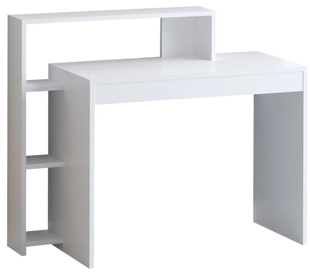 Písací stôl Trella s vstavanou policou biely
