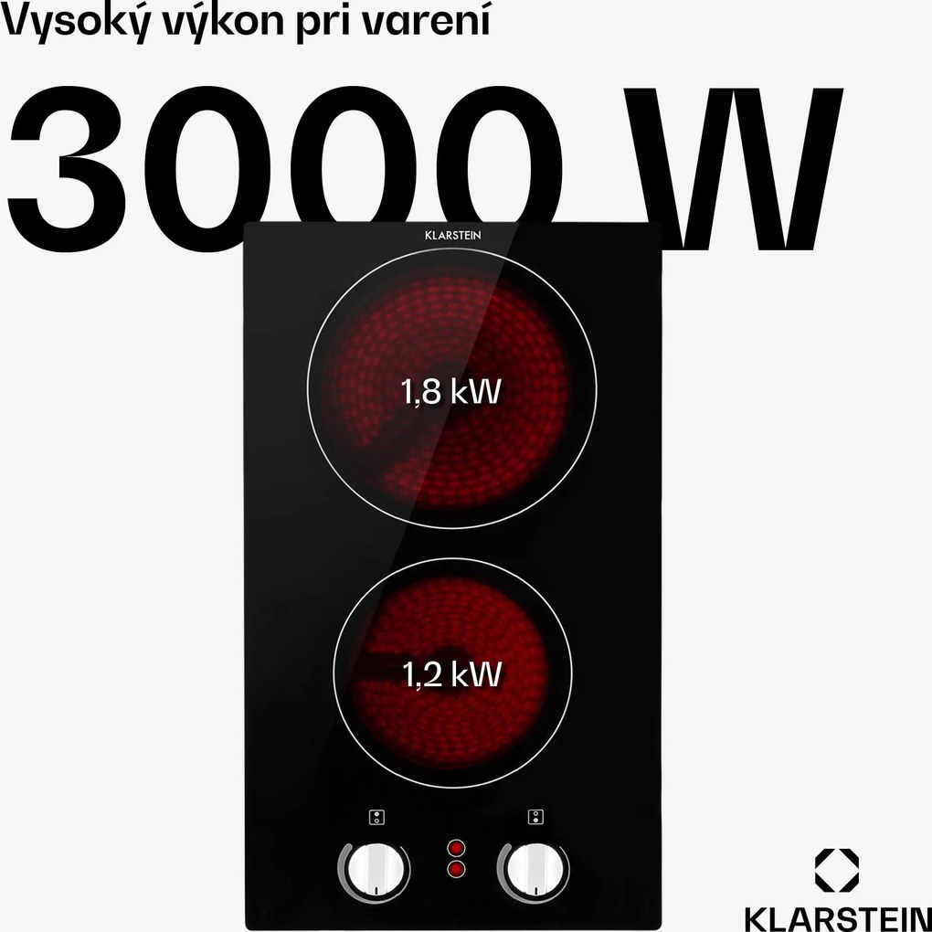 Klarstein EasyCook Domino, sklokeramická varná doska, 3000 W, otočný regulátor, čierna