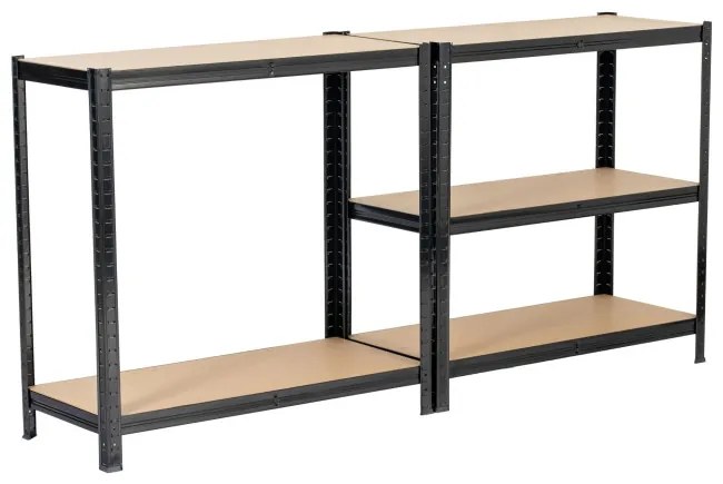 Set 2 kovových regálov 90x40x180 cm čierny