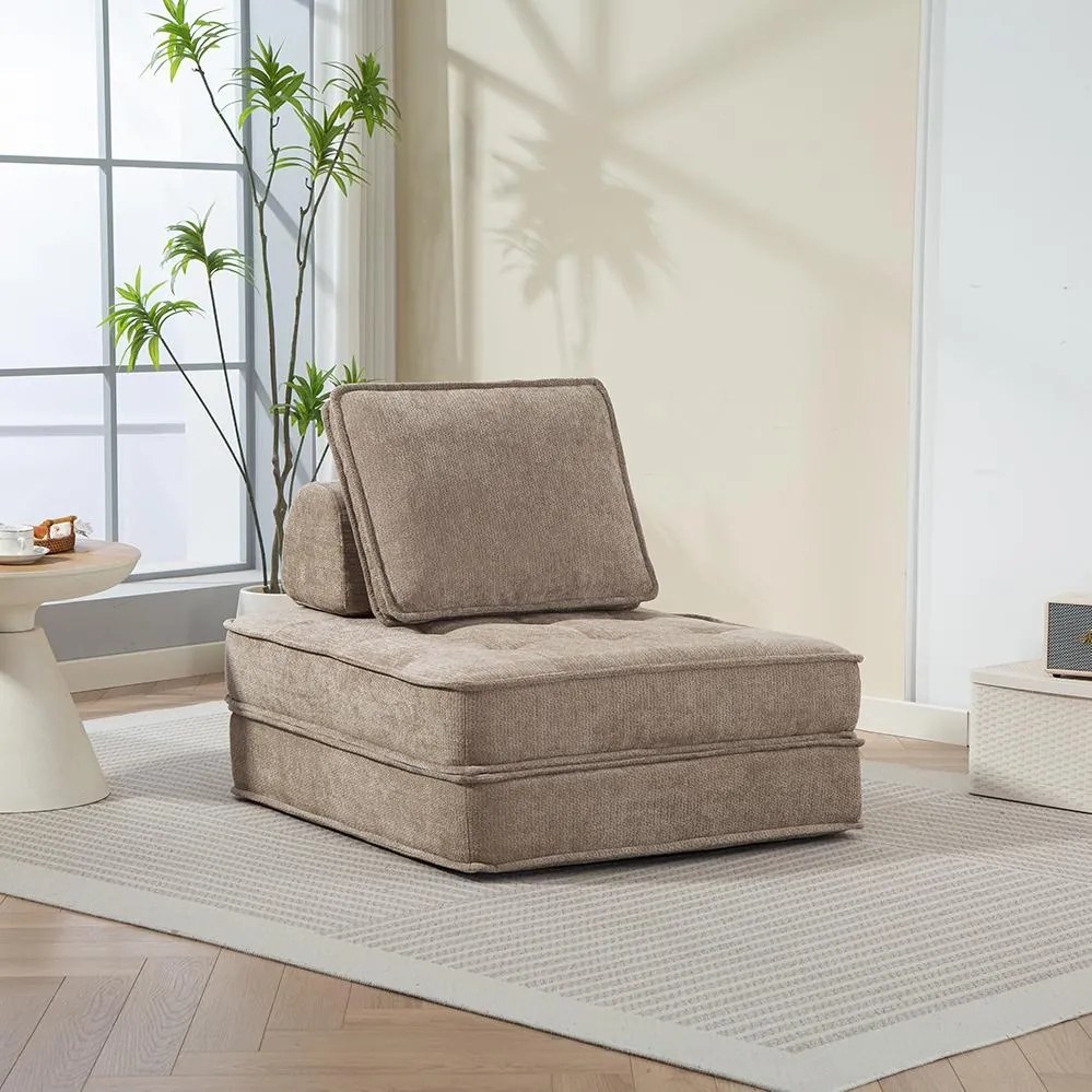 Rozkladacia multifunkčná sofa CALMERO - svetlo hnedá