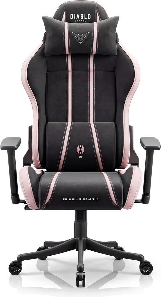 Herné kreslo z látkovým poťahom Small Size, čierno-ružovej farbe: Diablo X-One 2.0 Akira Pink