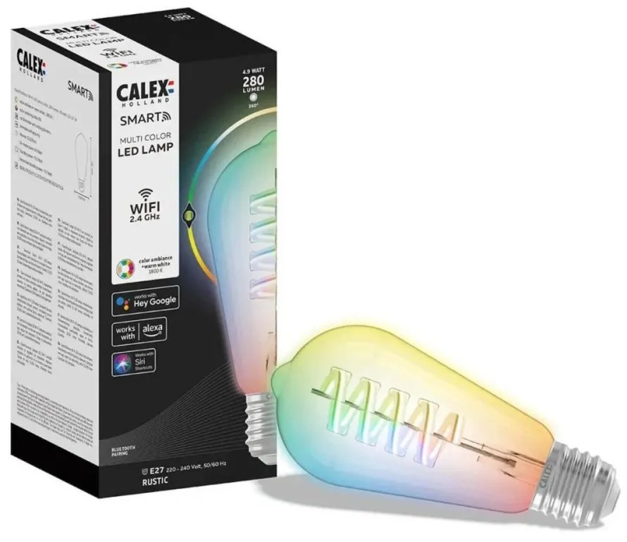 LED žiarovka E27 ST64 Edison SMART WiFi 4,9W 280lm RGB + teplá biela TUYA Filament CALEX