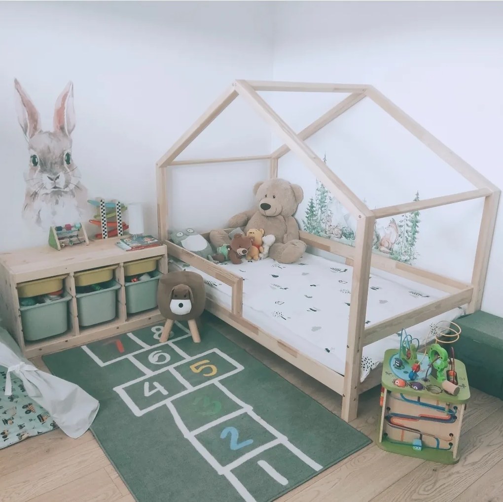 Domčeková posteľ Housebed so zábranou - 90 x 190 cm / prírodná