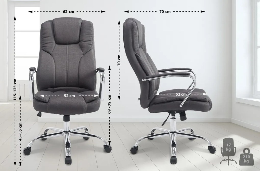 Design-Shop Kancelárska XXL stolička Xanthy látka - Tmavo sivá