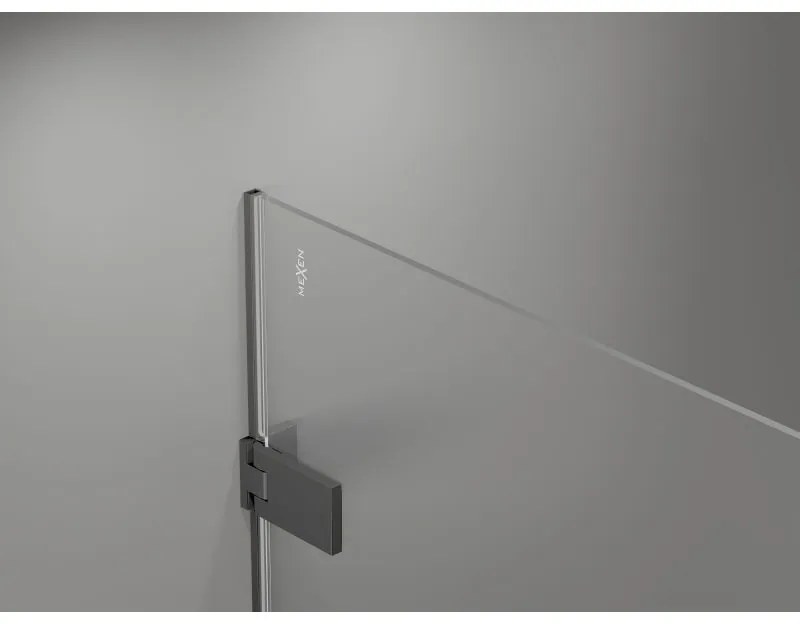 Mexen Lunar-F L, 1-krídlový sprchový kút so skladacími dverami, ľavý, 80 x 70 cm, 8mm číre sklo, grafitový profil, 836L-080-070-95-00-L