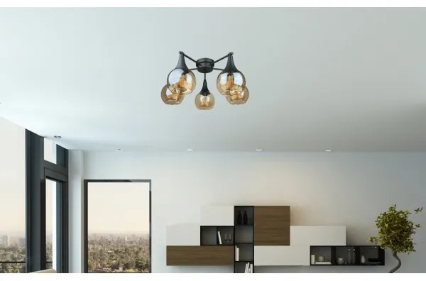 Prisadený luster STAR 5xE27/60W/230V čierna/dymová béžová