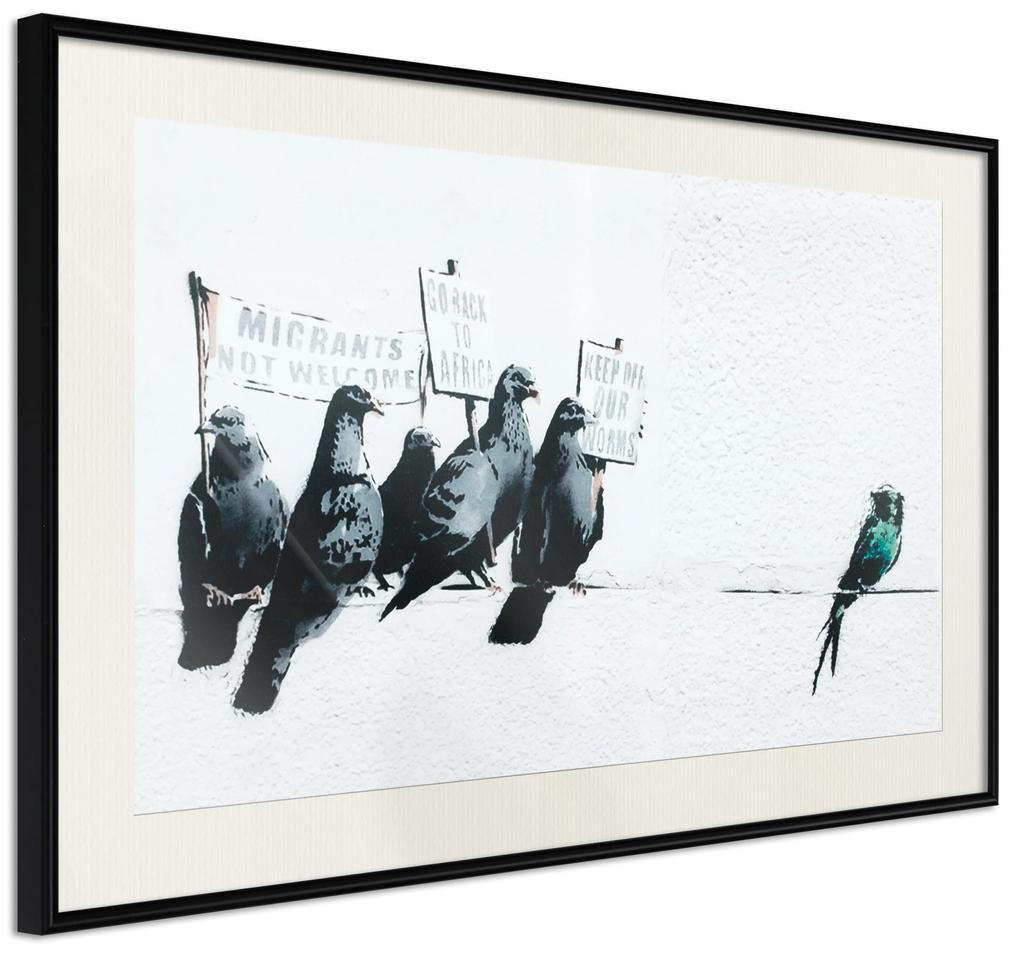 Artgeist Plagát - Xenophobic Pigeons [Poster] Veľkosť: 45x30, Verzia: Zlatý rám