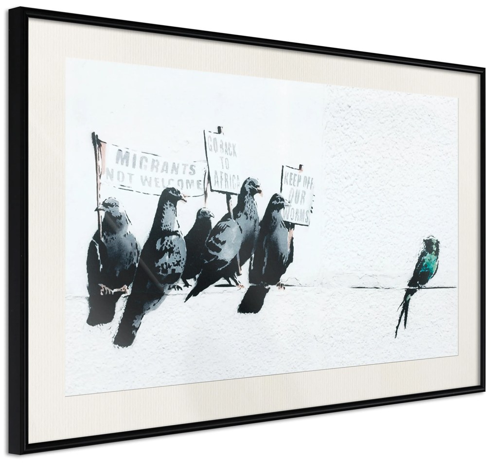 Artgeist Plagát - Xenophobic Pigeons [Poster] Veľkosť: 90x60, Verzia: Zlatý rám