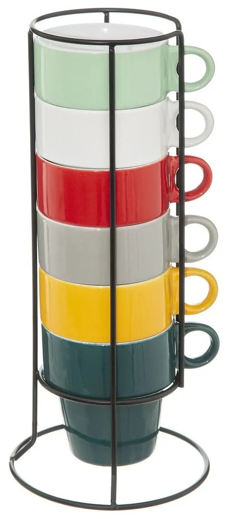Keramický hrnček so stojanom Colorama 200 ml sada 6ks
