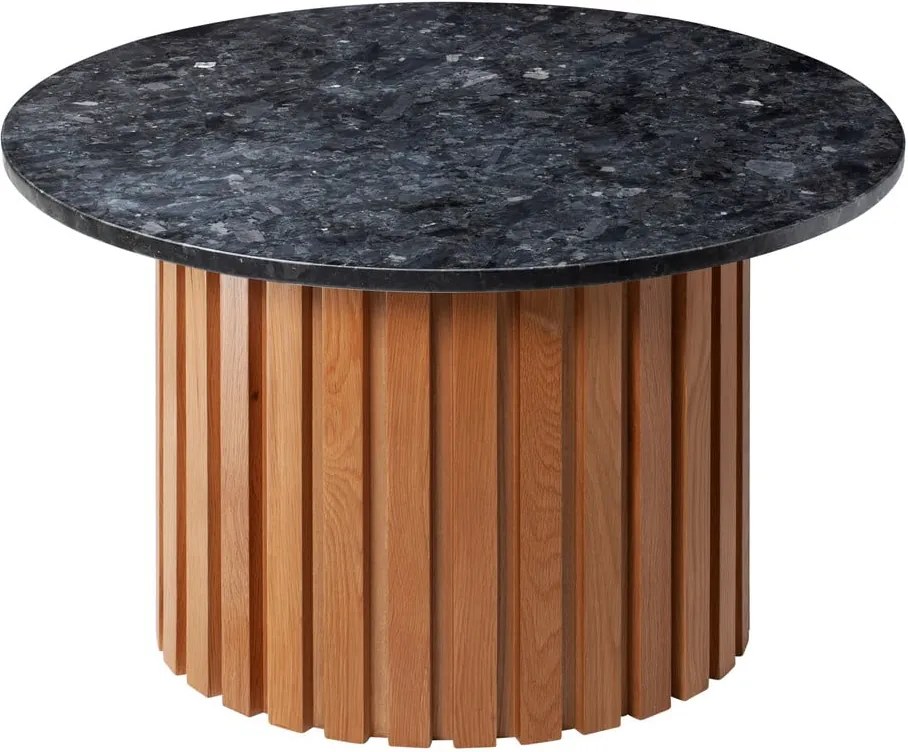 Čierny žulový konferenčný stolík s podnožím z dubového dreva RGE Moon, ⌀ 85 cm