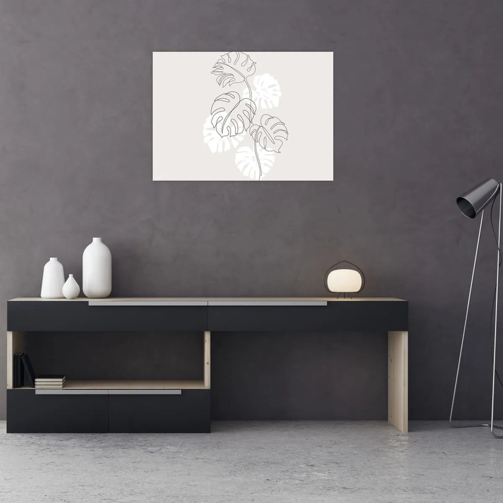 Obraz - Line art monstera N⁰3 (70x50 cm)