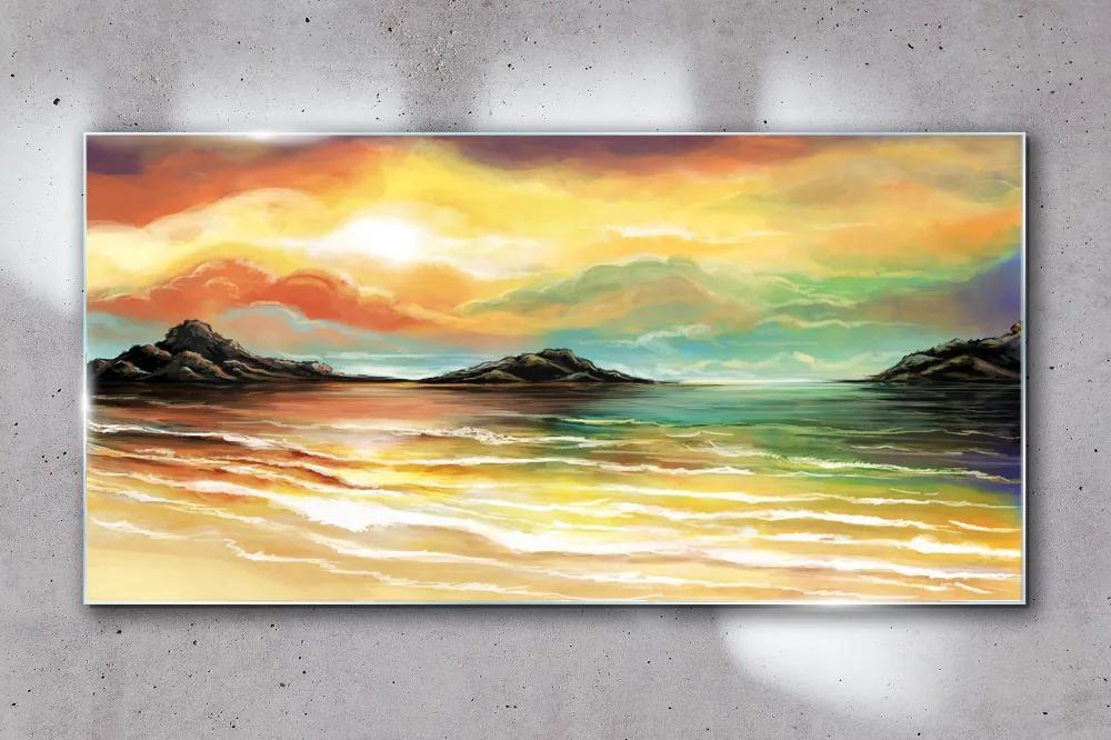 Skleneny obraz Abstrakcia vlny západu slnka