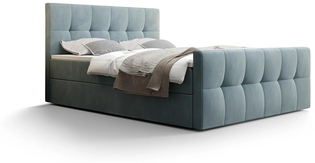 Manželská posteľ Boxspring 180 cm Macheta (sivomodrá) (s matracom a úložným priestorom). Vlastná spoľahlivá doprava až k Vám domov. 1046729