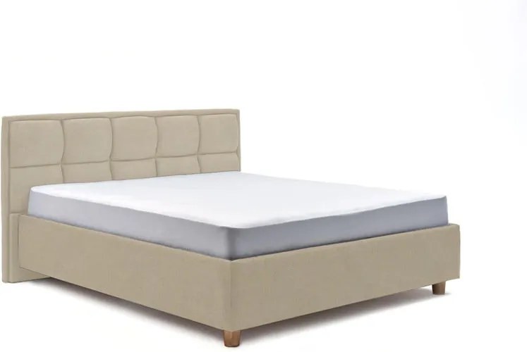 Béžová dvojlôžková posteľ s úložným priestorom PreSpánok Karme, 180 x 200 cm