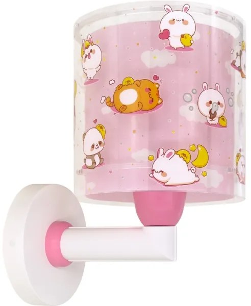 Dalber 41769S - Detská nástenná lampa KAWAII FRIENDS 1xE27/15W/230V ružová