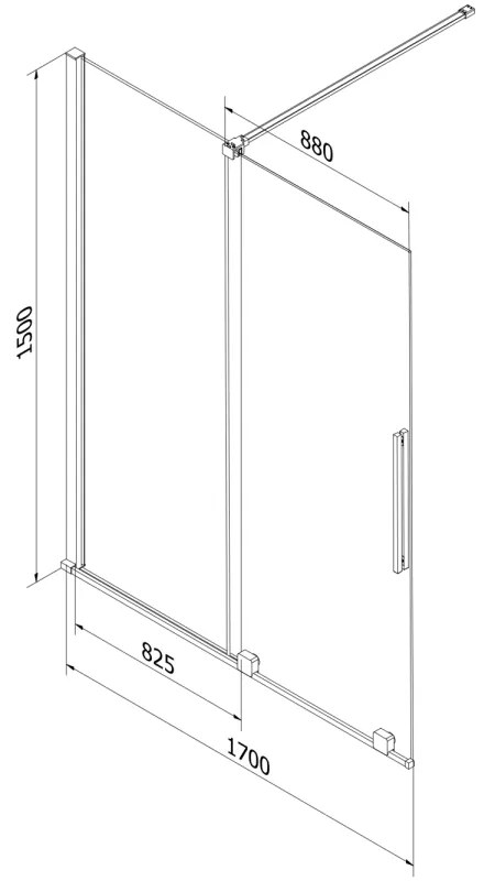 Mexen Velar, 2-krídlová posuvná vaňová zástena 170 x 150 cm, 8mm číre sklo, chrómový profil, 896-170-000-01-01