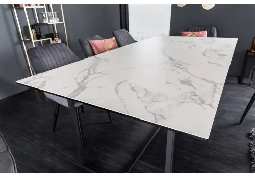 Jedálenský stôl 41088 200 x 100cm Marble Look White Ceramik  - Komfort-nábytok