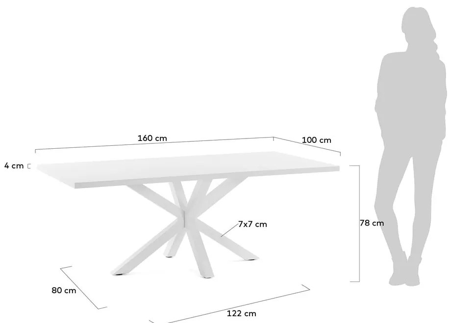 Biely jedálenský stôl Kave Home Arya, 160 x 100 cm