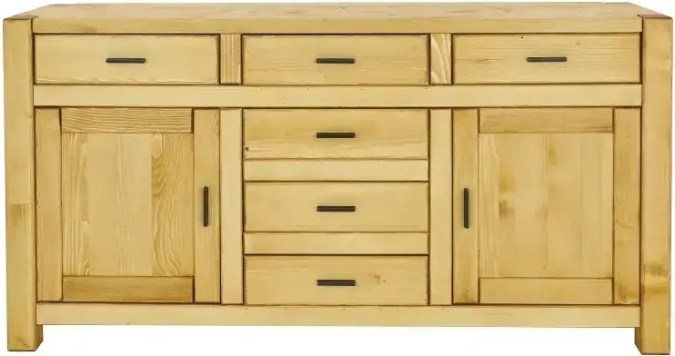 Široká drevená komoda so 6 zásuvkami a dvierkami 180x50x90 cm