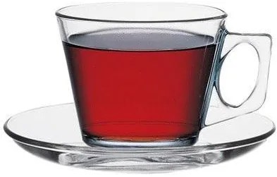 PASABAHCE VELA Šálka na kávu s podšálkou sklo 195 ml