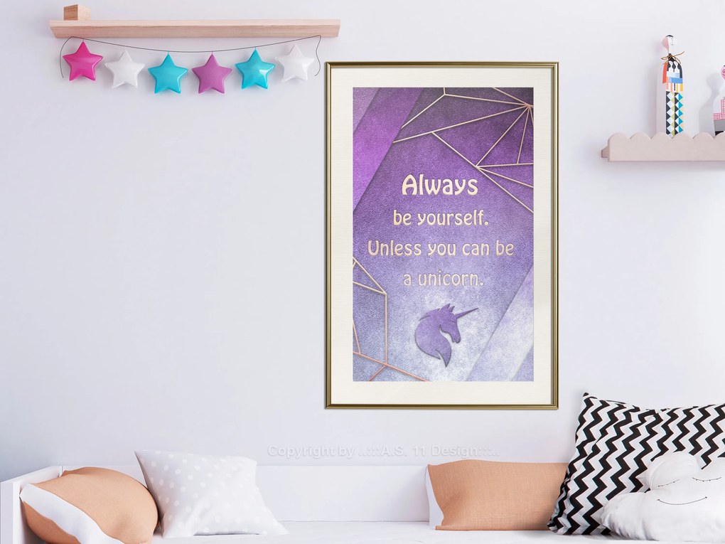 Artgeist Plagát - Be Yourself [Poster] Veľkosť: 30x45, Verzia: Zlatý rám s passe-partout