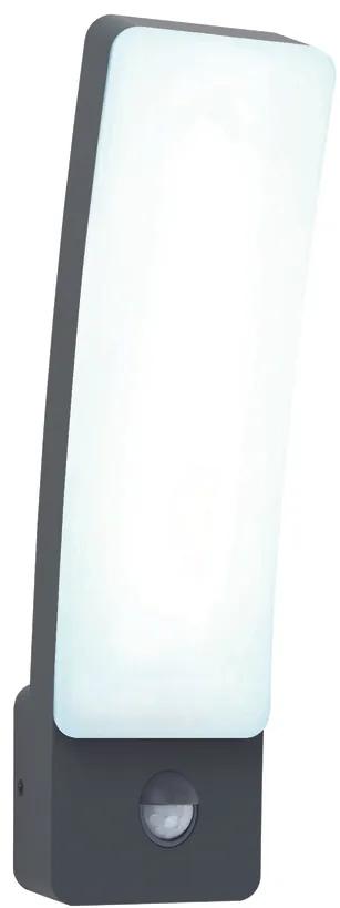 LUTEC Vonkajšie nástenné LED svietidlo KIRA so senzorom, 18 W, denné biele svetlo, sivé, IP54