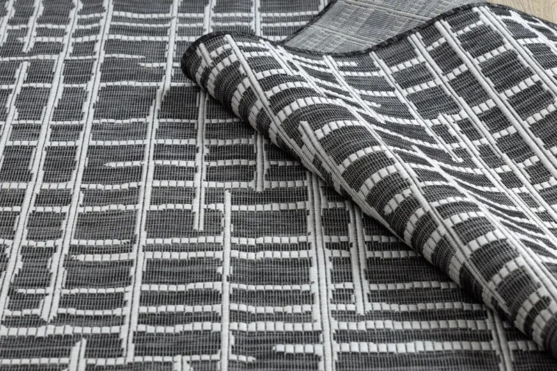 Dywany Łuszczów Kusový koberec Sion Sisal Trellis 22144 black/ecru – na von aj na doma - 120x170 cm