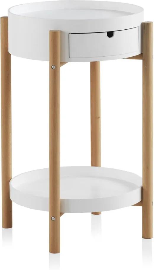 Biely príručný stolík so zásuvkou a nohami z bukového dreva Geese Nordic Style Malo