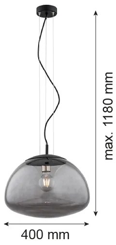 Argon 4350 - Luster na lanku TRINI 1xE27/15W/230V pr. 40 cm čierna