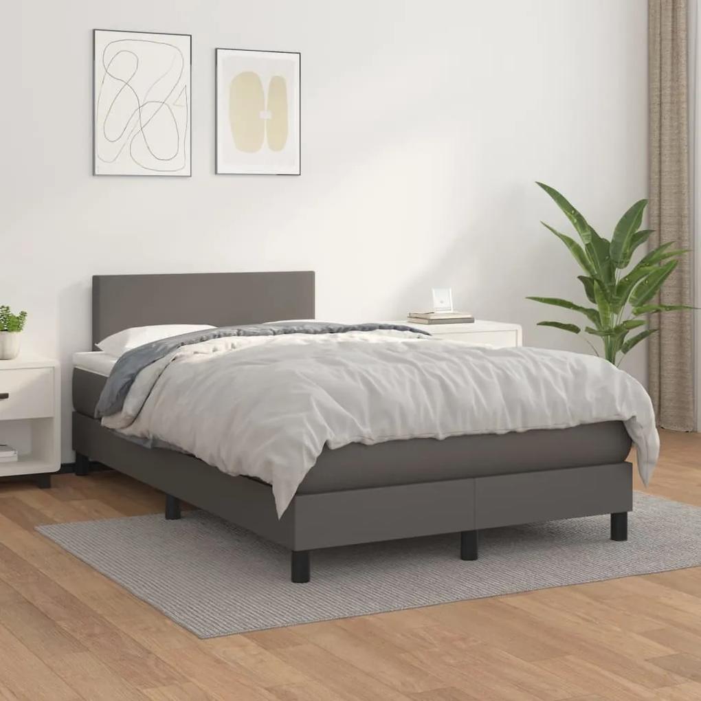 Boxspring posteľ s matracom sivá 120x200 cm umelá koža 3140997