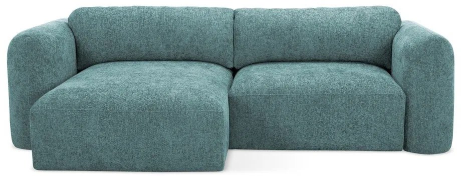 Modrá ženilková rozkladacia/s úložným priestorom rohová pohovka (ľavý roh/s leňoškou) Mele – Makamii