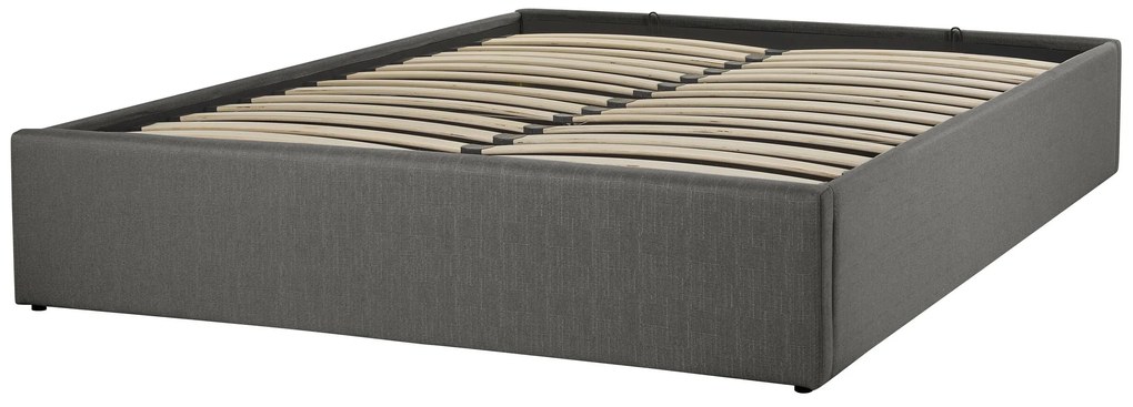 Čalúnená sivá posteľ s úložným priestorom 140 x 200 cm DINAN Beliani