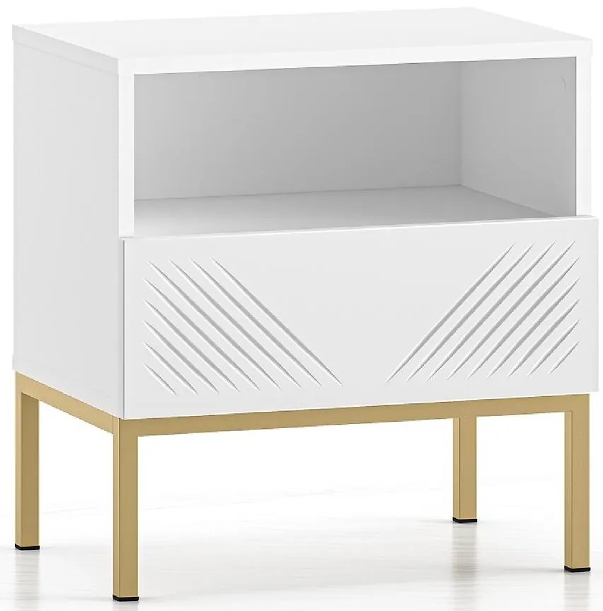 Nočný stolík Clearing 05 biela/zlatá
