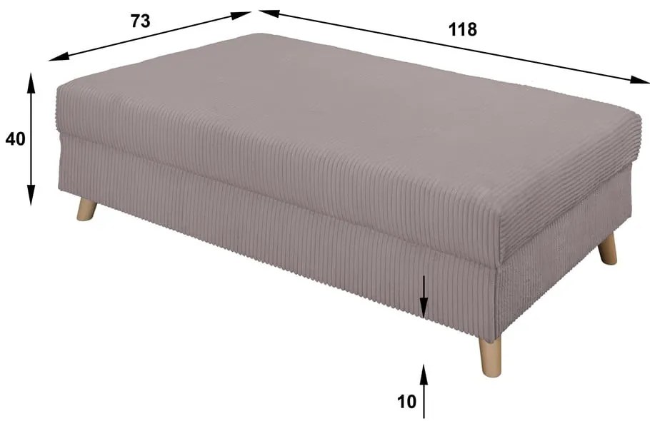 Sivý menčestrový taburet Ariella – Ropez