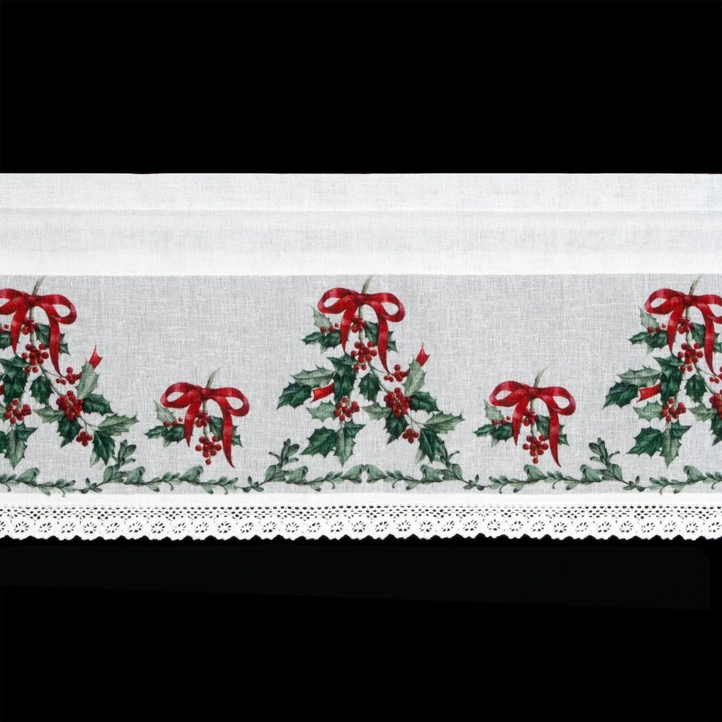 KRÁTKA VIANOČNÁ ZÁCLONA NA PÁSKE XMAS7 150X30 CM VZOROVANÁ