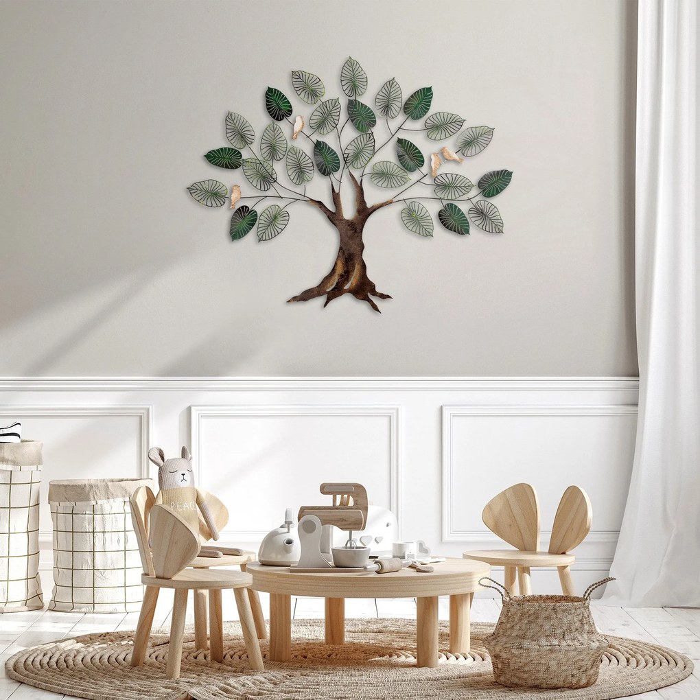 Nástenná kovová dekorácia Alder hnedá/zelená