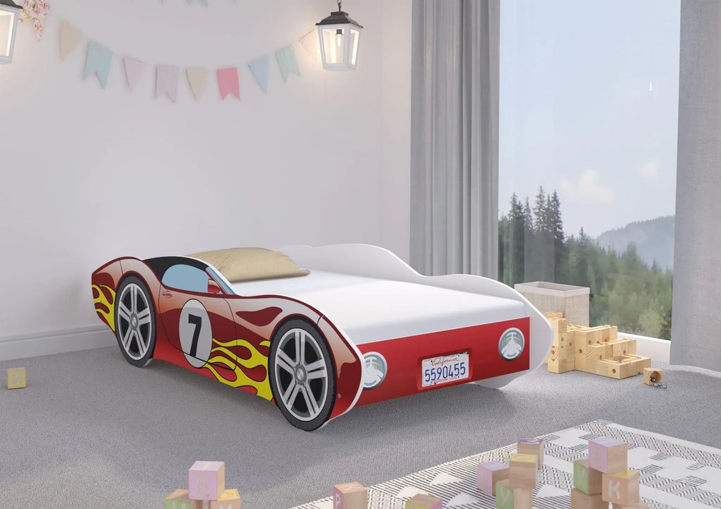 Posteľ červené auto s matracom