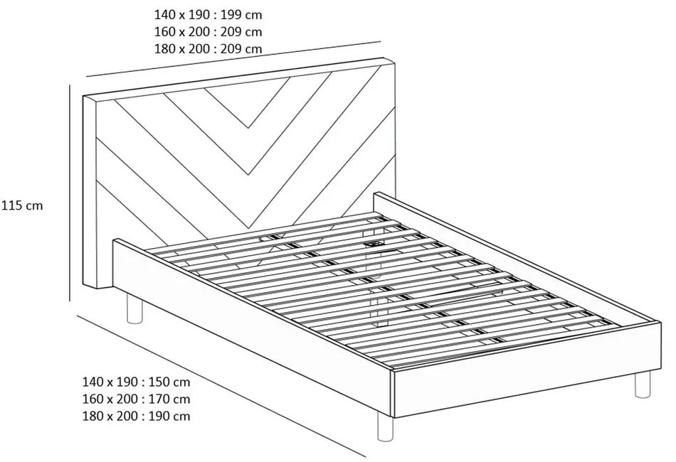 Oranžová čalúnená dvojlôžková posteľ s roštom 140x190 cm Romane – Bobochic Paris
