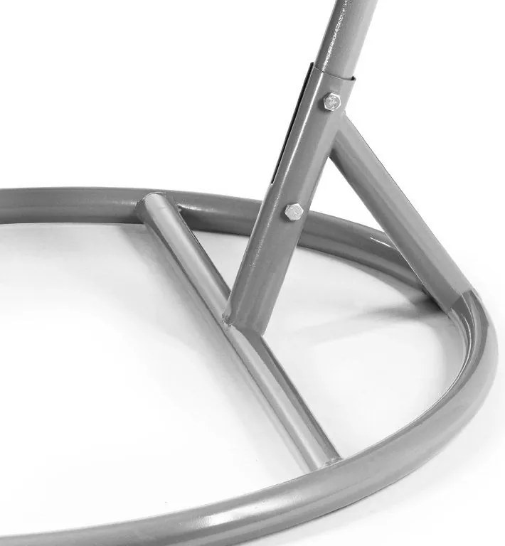 Sivé závesné kreslo KOKON so stojanom, svetlý vankúš