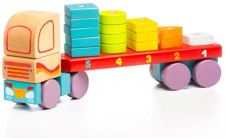 CUBIKA 13425 Nákladné auto s geometrickými tvarmi - drevené puzzle 19 dielikov