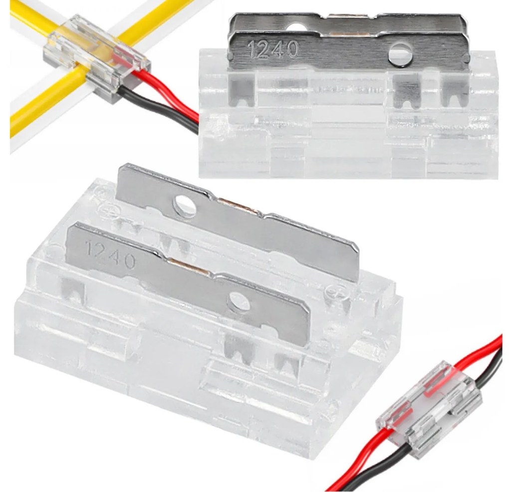 BERGE Univerzálny konektor pre COB SMD LED pásik 8mm, hranatý - zacvakávací