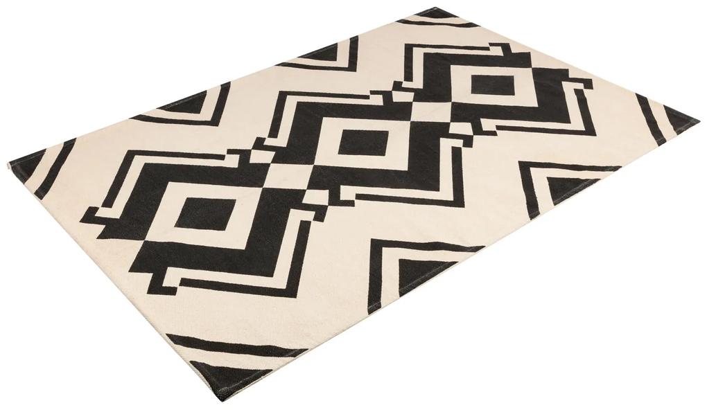 Livarno home Bavlnený koberec, 140 x 200 cm (čierna/krémová)  (100350736)