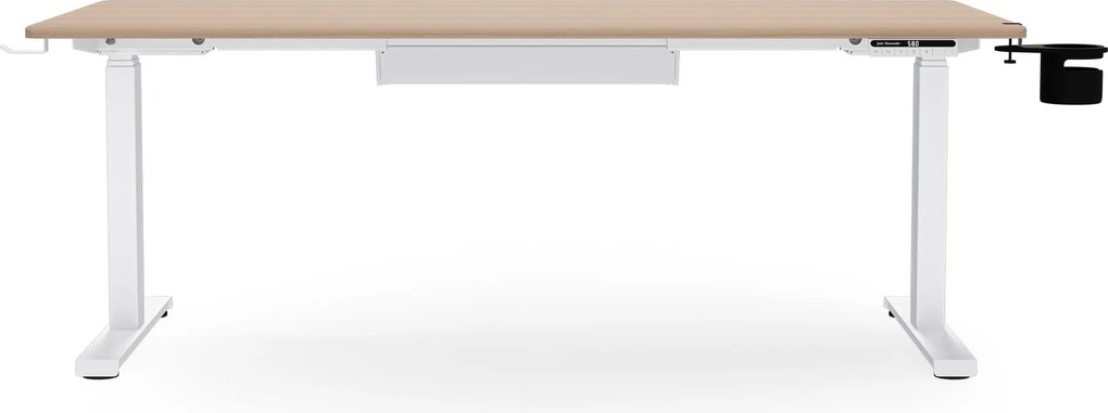 Elektrický stôl s nastaviteľnou výškou ergonomický biely/dub sonoma,1600x800 mm: ARIA