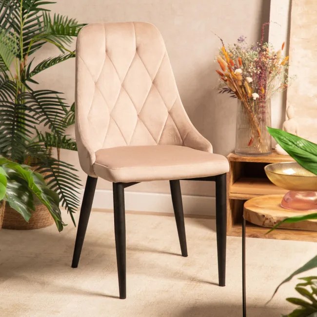 Jedálenská stolička LOUIS QUILTER zamatová béžová 848983