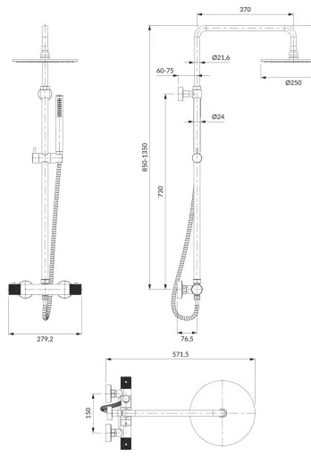 OMNIRES CT8044CR - Sprchová sada s termostatickou batériou CONTOUR lesklý chróm