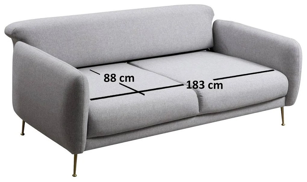Dizajnová 3-miestna sedačka Eilika 214 cm sivá