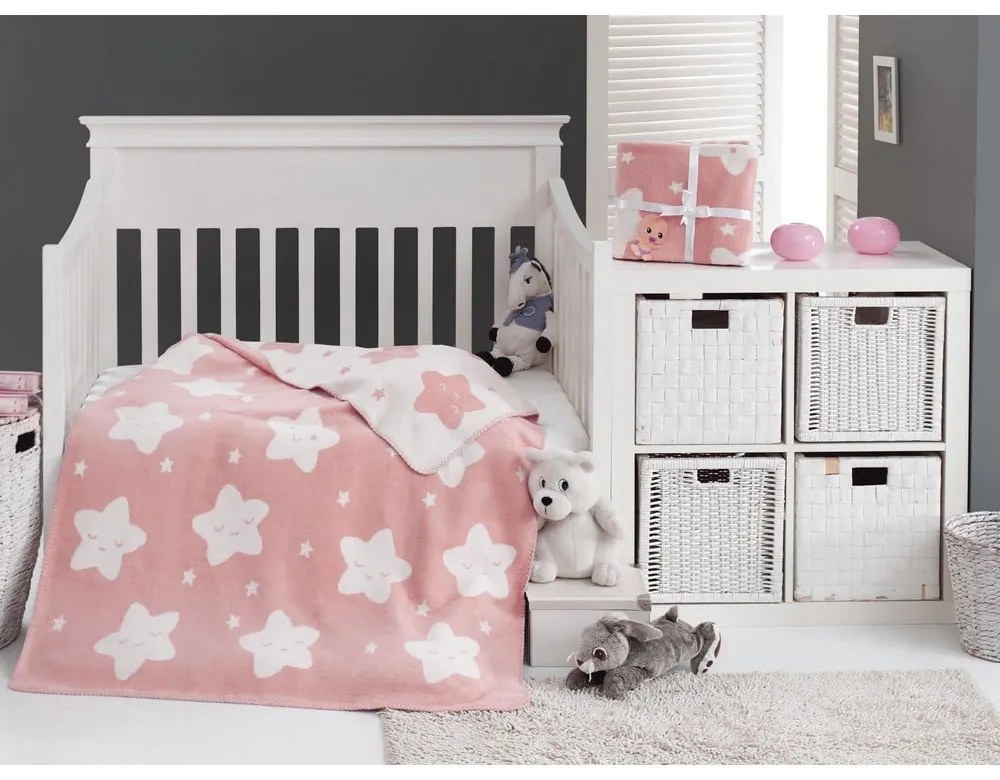 Ružová fleecová detská deka 100x120 cm Star – Mijolnir